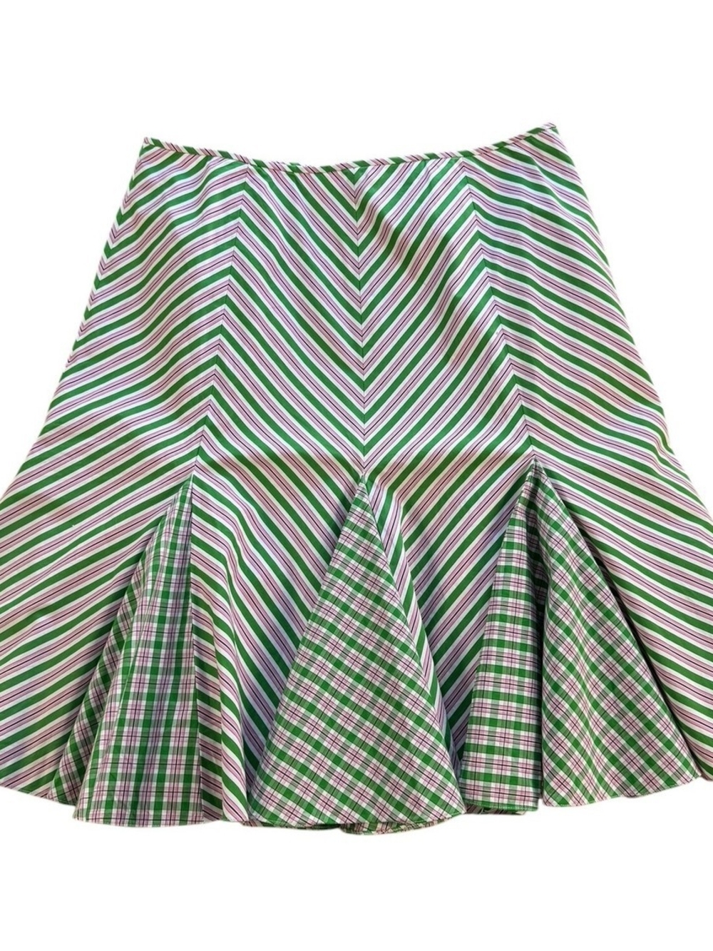 Y2k Ralph Lauren Blue Label chevron-striped cotton midi skirt